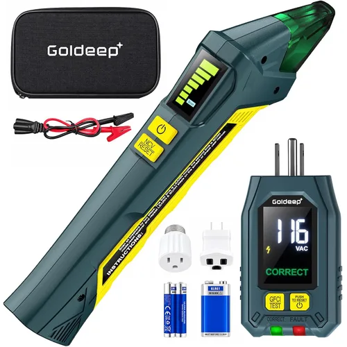Vista 10 de Goldeep Circuit Breaker Finder, GFCI Outlet Tester with Digital LCD Display Vitality Orange