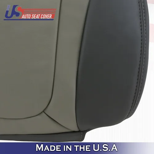 Vista 2 de U.S.AutoSeat- Funda compatible con Chevy Trailblazer 2002 a 2004, parte inferior delantera de piel, 2 tonos, gris