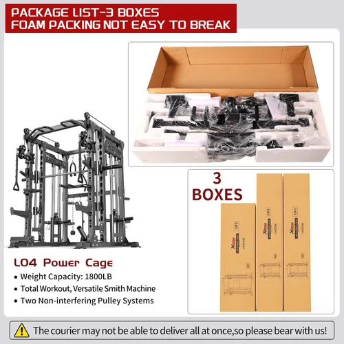 Vista 9 de Rack Multiusos para Sentadillas, Conjunto de Rack de Pesas Smith Machine con Sistema de Crossover de Cables, Racks de Potencia para Gimnasio