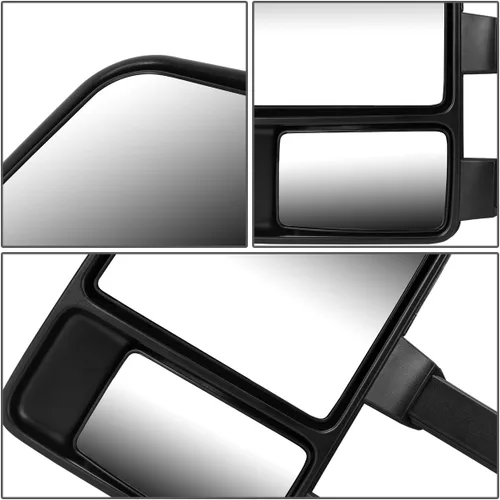 Vista 6 de DNA Motoring TWM-027-T666-BK-AM-L Espejo de remolque plegable telescópico manual con señal de giro compatible con 08-16 F250 / F350 / F450 / F550