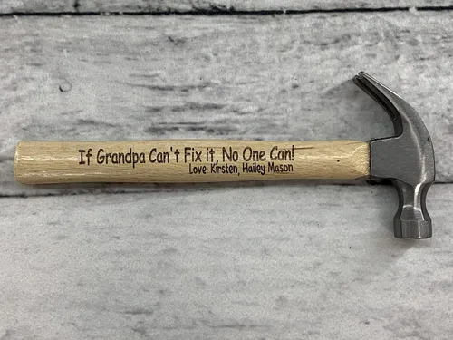 Vista 5 de Martillo grabado personalizado del día del padre, regalo de encargo de la manija de madera para papá