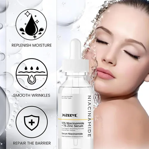 Vista 3 de Suero facial de niacinamida 10% + zinc 1% para niñas y mujeres, suero hidratante de niacinamida para el acné, enrojecimiento.