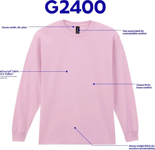 Vista 175 de Gildan - Camiseta de manga larga de algodón ultra estilo G2400 para adultos, paquete múltiple