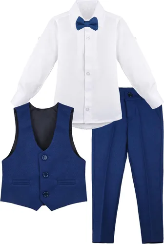 Vista 4 de Lilax Traje formal para niños de 4 piezas, chaleco, pantalones y corbata
