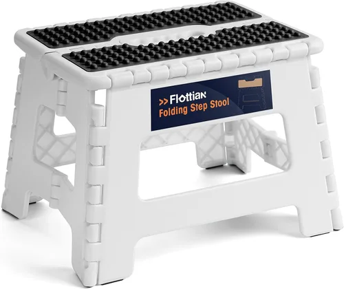 Vista 16 de Flottian Taburete plegable de 13 pulgadas para adultos y niños con capacidad para hasta 300 libras, taburetes plegables antideslizantes con asa