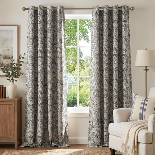 Vista 16 de jinchan Cortinas de lino texturizadas para oscurecer la sala de estar, 54 pulgadas de largo, cortinas de medallón para dormitorio, tratamientos
