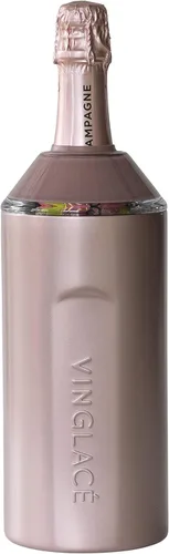 Vista 5 de Enfriador de botellas de vino y champán de Vinglacé personalizado, un regalo personalizado único para los amantes del vino (azul frío)