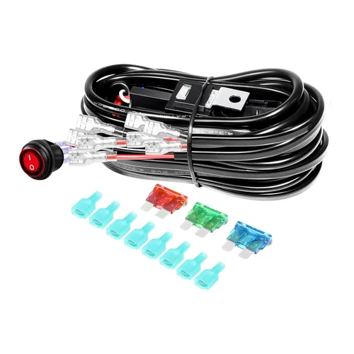 Vista 9 de RIGIDON Kit de mazo de cables de barra de luz LED, interruptor basculante de 12 V, 18 AWG, relé de alimentación, cable automotriz para barra de luz