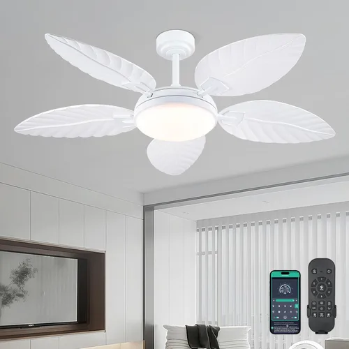 Vista 21 de PHORUS Ventiladores de techo de hoja de palma de 48 pulgadas con luces, ventiladores de techo tropical para exteriores con control remoto