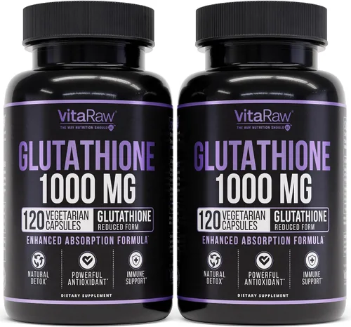 Vista 9 de VitaRaw 1000 mg de glutatión para apoyo inmunológico - Complejo de absorción de 100 mg - Suplemento de glutatión liposomal reducido con ácido alfa