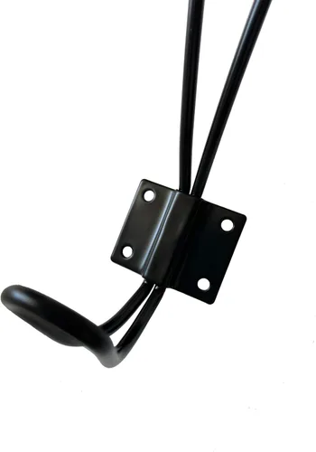 Vista 5 de Ganchos de alambre negros para abrigos, paquete de 5 ganchos rústicos de pared resistentes de doble punta, gancho de entrada para colgar ropa