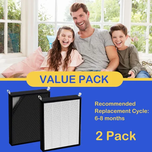 Vista 3 de Paquete de 2 filtros True HEPA/carbono de repuesto compatibles con NUWAVE OxyPure purificador de aire inteligente para áreas grandes modelos 47001