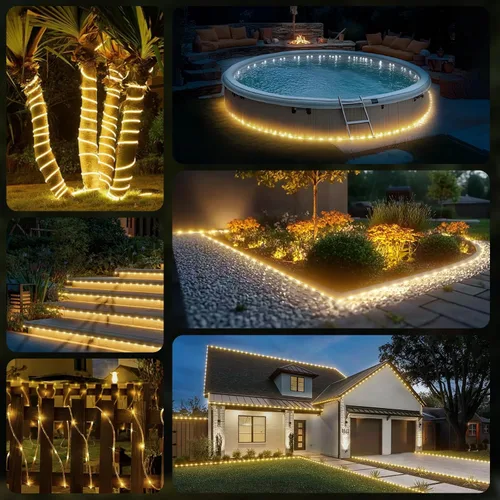 Vista 7 de Luces de cuerda LED de 360 pies para exteriores con control remoto