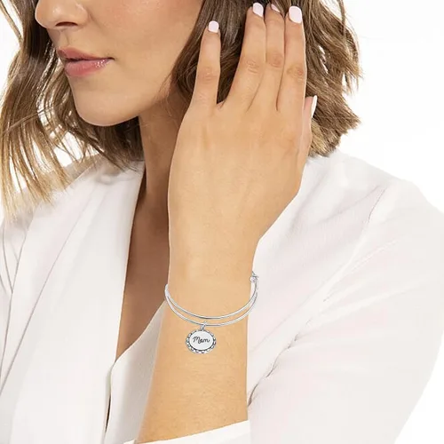 Vista 3 de LeCalla Pulsera de plata de ley 925 con alambre expandible para mujer, Plata de ley