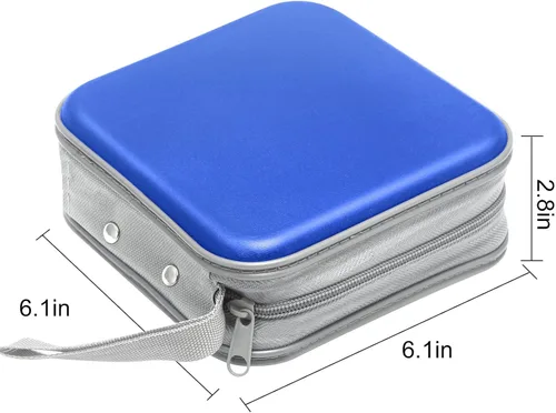 Vista 6 de Siveit Funda para CD, capacidad para 40 unidades, para CD/DVD, cartera, de plástico duro, para discos de DVD, carpeta de almacenamiento para Azul