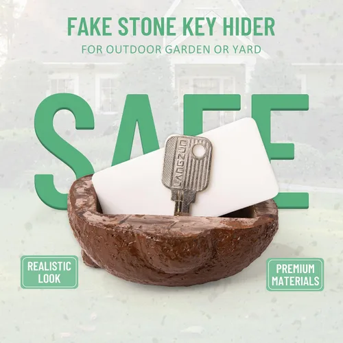 Vista 2 de Fake Rock – Aspecto de piedra – Caja de seguridad oculta para exteriores, caja de almacenamiento secreta para llaves, ocultador de llaves de piedra