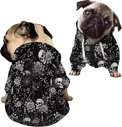 Vista 24 de Howilath Sudaderas con la bandera estadounidense para perros medianos, abrigo de invierno con diseño de pata de cachorro, ropa cálida con capucha