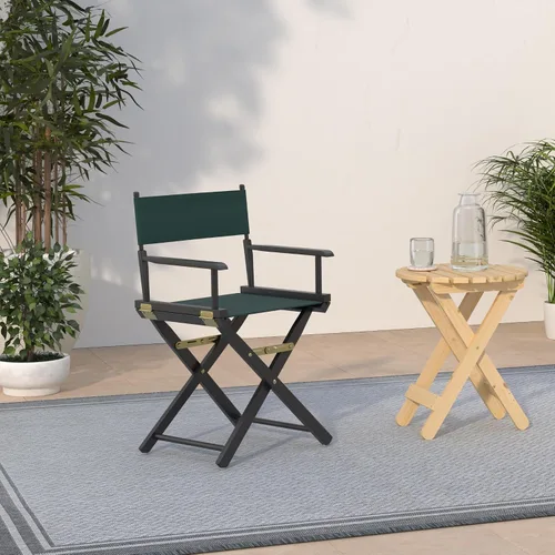 Vista 2 de Casual Home - Silla de director de 18 in, marco negro, con lona color verde cazador.