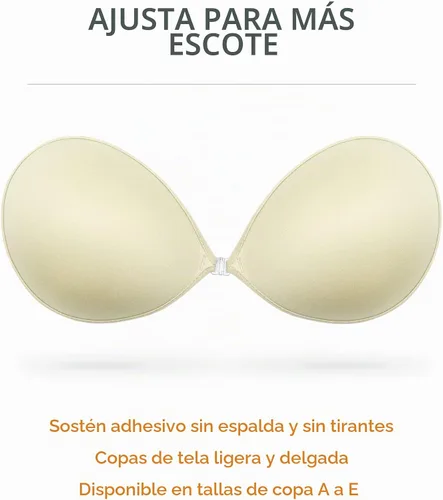 Vista 2 de Wingslove - Sujetador adhesivo, reutilizable, sin tirantes, autoadhesivo, invisible, push-up, para vestido sin espalda Marfil
