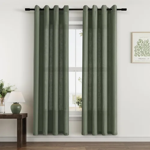 Vista 77 de Cortinas de lino negro para dormitorio y sala de estar de 84 pulgadas de largo, juego de 2 paneles, para habitación de niños, filtro de luz