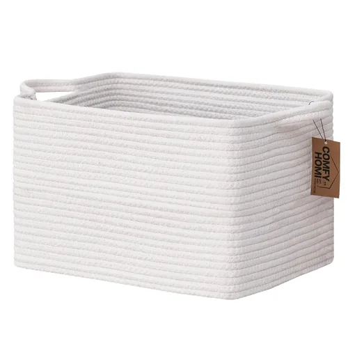 Vista 65 de COMFY-HOMI Cestas de almacenamiento de 11.5 x 7.5 x 4.7 pulgadas para organizar, cesta tejida de cuerda de algodón, caja de almacenamiento de marrón
