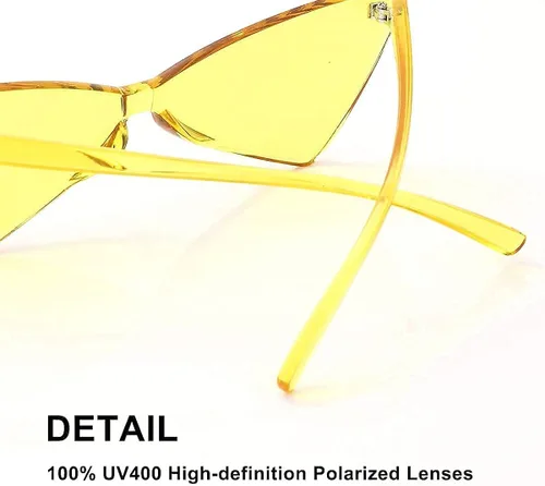 Vista 6 de OLINOWL Gafas de sol sin montura triangular, una pieza, gafas de sol transparentes de color para mujeres y hombres