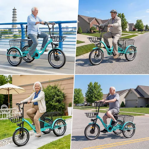 Vista 9 de Triciclo eléctrico para adultos, triciclo eléctrico de pico de 1200 W, triciclo plegable con batería extraíble de 468/720/960 Wh, bicicletas 83