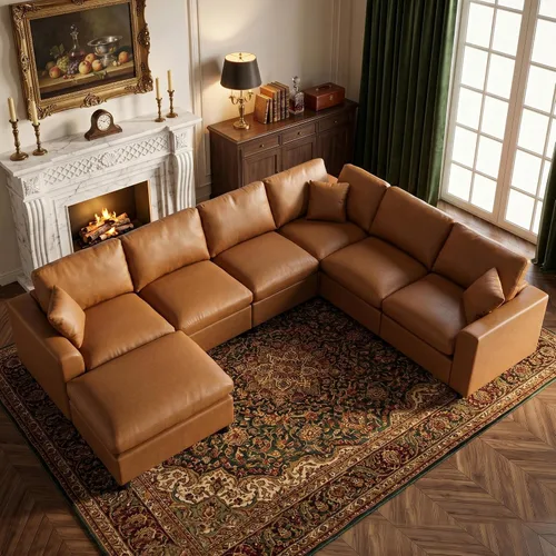 Vista 15 de Sofás modulares de nube seccionales para sala de estar, sofá modular grande con otomana, sofá de 3 plazas en forma de L con almohada, color beige