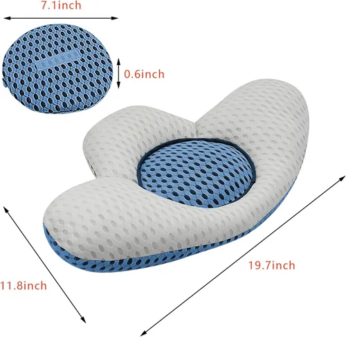Vista 9 de OhMill Almohada de apoyo lumbar para dormir, cojín de espuma viscoelástica 3D de malla de aire para dormir de lado, espalda y estómago, cojín de Azul