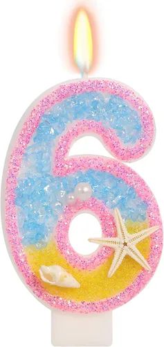 Vista 20 de Vela número 1 de estrella de mar de playa para decoración de pastel Plata