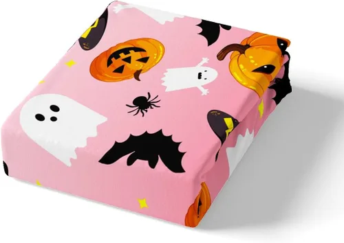 Vista 5 de Manfei Juego de sábanas de Halloween tamaño individual, juego de ropa de cama de farol de calabaza fantasmas para niños y niñas, decoración