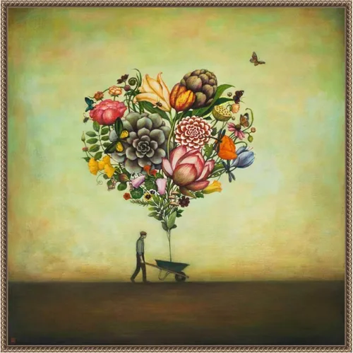 Vista 14 de Amanti Art Lienzo enmarcado para pared, diseño botánico de corazón grande de 16 x 16 pulgadas, por Duy Huynh, lienzo enmarcado para pared, obras