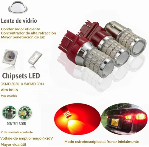 Vista 6 de iBrightstar Luces de freno intermitentes estroboscópicas intermitentes de 9-30 V 1156 1141 1003 BA15S bombillas LED con proyector de repuesto