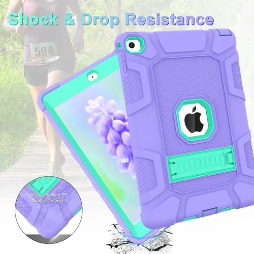Vista 5 de TIMISM Funda para iPad Air 2ª generación 2014, iPad Air 2 con soporte, 3 en 1, resistente a prueba de golpes, híbrida de tres capas, cubierta