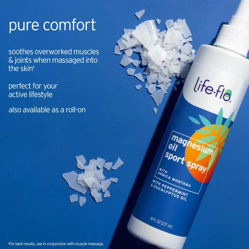 Vista 3 de Life-flo Spray deportivo de aceite de magnesio – Spray de aceite de cloruro de magnesio calmante para pies, piernas y músculos, aplicación tópica
