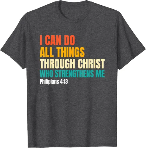 Vista 28 de I Can Do All Things Through Christ Christian Faith Camiseta, Negro, S