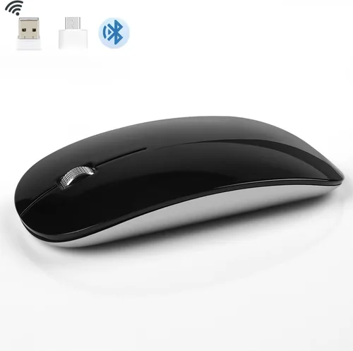 Vista 7 de DC Ratón inalámbrico, 5 en 1 Bluetooth USB C recargable para portátiles, discos y tabletas, compatible con Apple MacBook Pro/Air iPad iMac Sureface