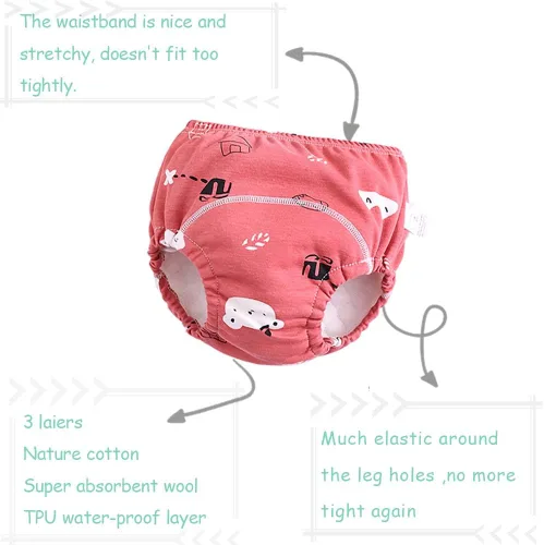 Vista 5 de U0U Pantalones de entrenamiento de algodón para bebés, ropa interior de entrenamiento para niños y niñas