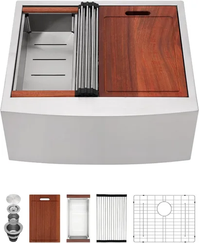Vista 21 de Sarlai Fregadero de cocina de 30 unidades color negro, 30 x 22 pulgadas, fregadero de cocina de 30 x 22 pulgadas, fregadero de cocina de acero Acero