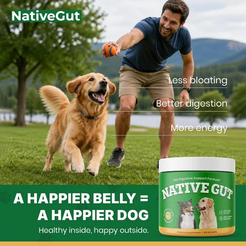 Vista 2 de Suplemento probiótico natural para mascotas, apoya la salud digestiva y el microbioma intestinal, 8 cepas probióticas, forma de polvo, 30 cucharadas