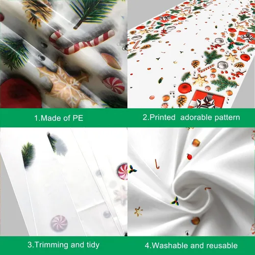 Vista 3 de KatchOn, XtraLarge - Mantel de Navidad de plástico, paquete de 3, 108 x 54 pulgadas, mantel de vinilo desechable de Navidad, decoraciones navideñas