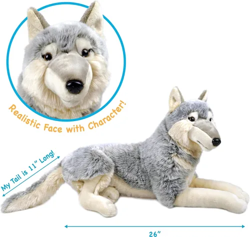Vista 3 de TigerHart Winry El Lobo - Perro de peluche suave de 27 pulgadas (sin incluir la medida de la cola)