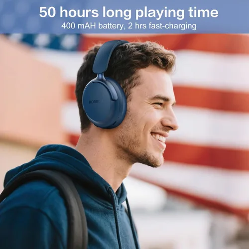 Vista 6 de B8 Bluetooth Headphones Over Ear, 6 EQ Music Modes and 50H Playtime Deep Bass Wireless Headphones with Mic, Lightweight Folding HiFi Stereo Headset