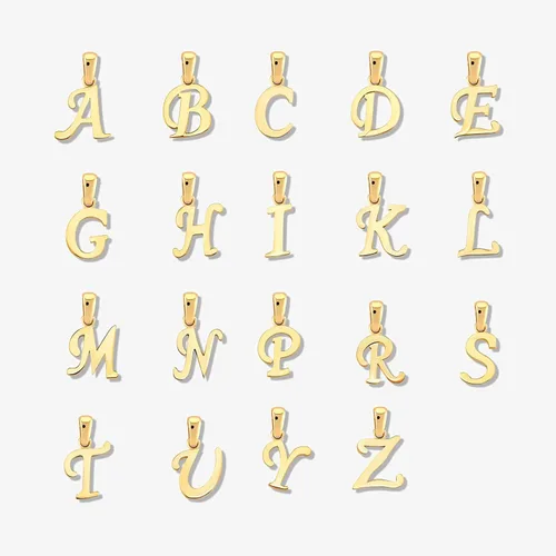 Vista 5 de 14K Solid Gold Cursive Initial Necklace 14K Real Gold Script Letter Necklace for Women 14K Yellow Gold Alphabet Pendant Necklace Dainty 14K Gold