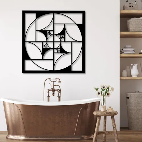 Vista 4 de Decoración de pared de metal, proporción dorada, decoración de pared en espiral Fibonacci, arte de pared geométrico, arte de pared de metal, espiral