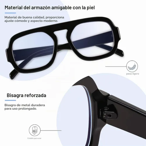 Vista 4 de Gafas de aviador con bloqueo de luz azul para mujeres y hombres, anteojos cuadrados con parte superior plana para computadora, TV, antifatiga ocular