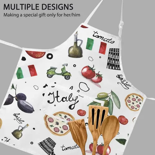 Vista 5 de POFULL Italia Landmarks Delantal Roma Italia Regalo de cocina Delantal de cocina italiana Regalo de inauguración de la casa para ella