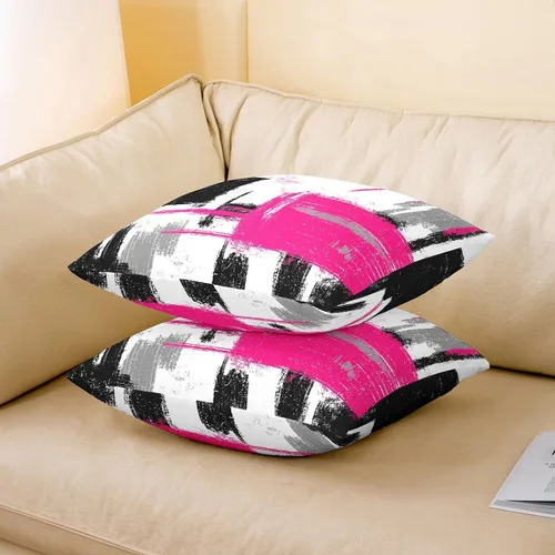 Vista 155 de Juego de 2 fundas de almohada abstractas de 16 x 16 pulgadas para niños, niñas, adolescentes, decoración de dormitorio, moderna a rayas, decoración