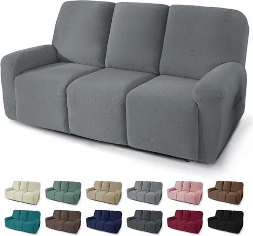 Vista 51 de JIVINER Fundas reclinables de gran tamaño de 3 piezas para sillón reclinable grande con bolsillos, tela jacquard elástica Lazy Boy funda para sofá