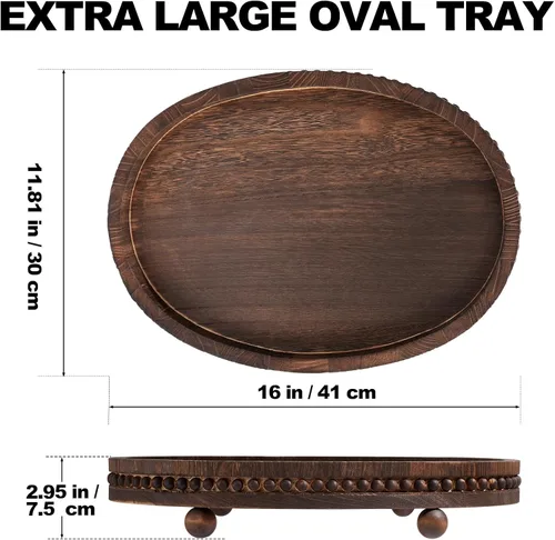 Vista 8 de HouseJoy - Bandeja decorativa para mesa auxiliar, bandeja decorativa